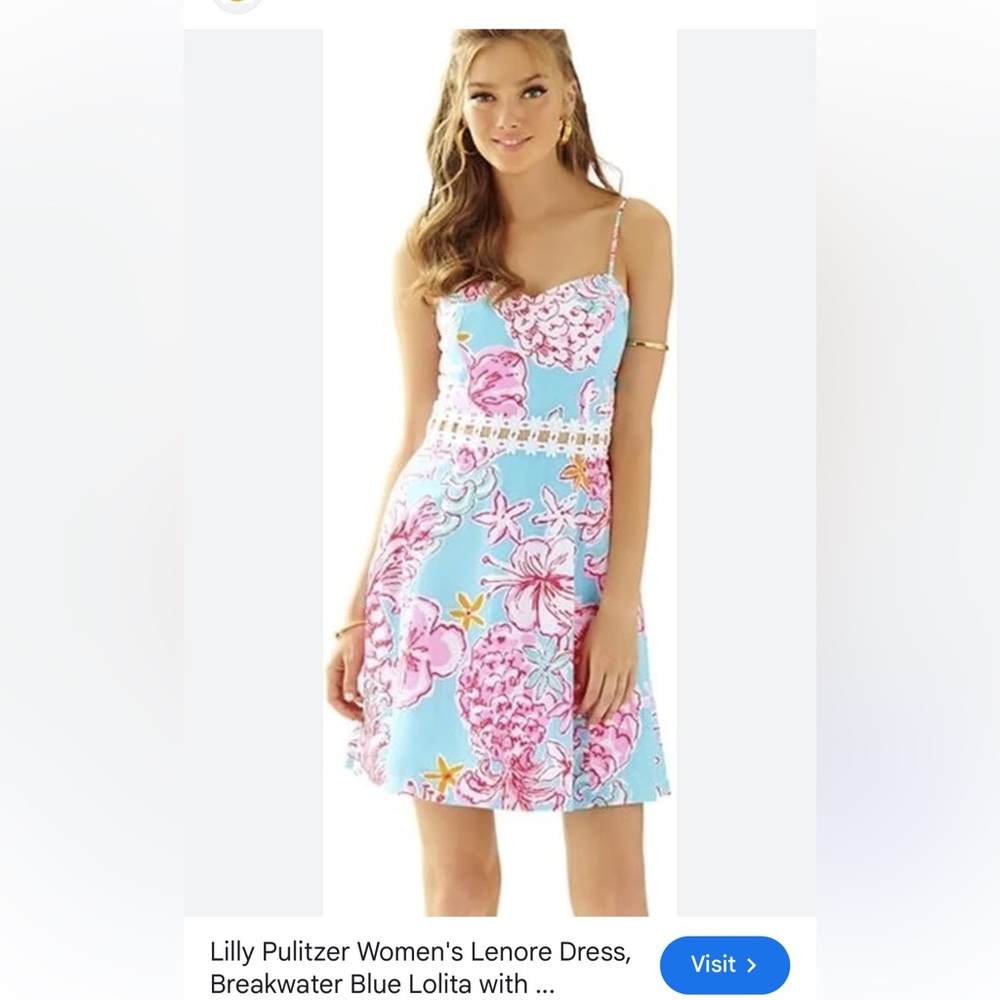 Lilly Pulitzer Lenore Breakwater Blue Lolita dress with adjustable straps pocket
